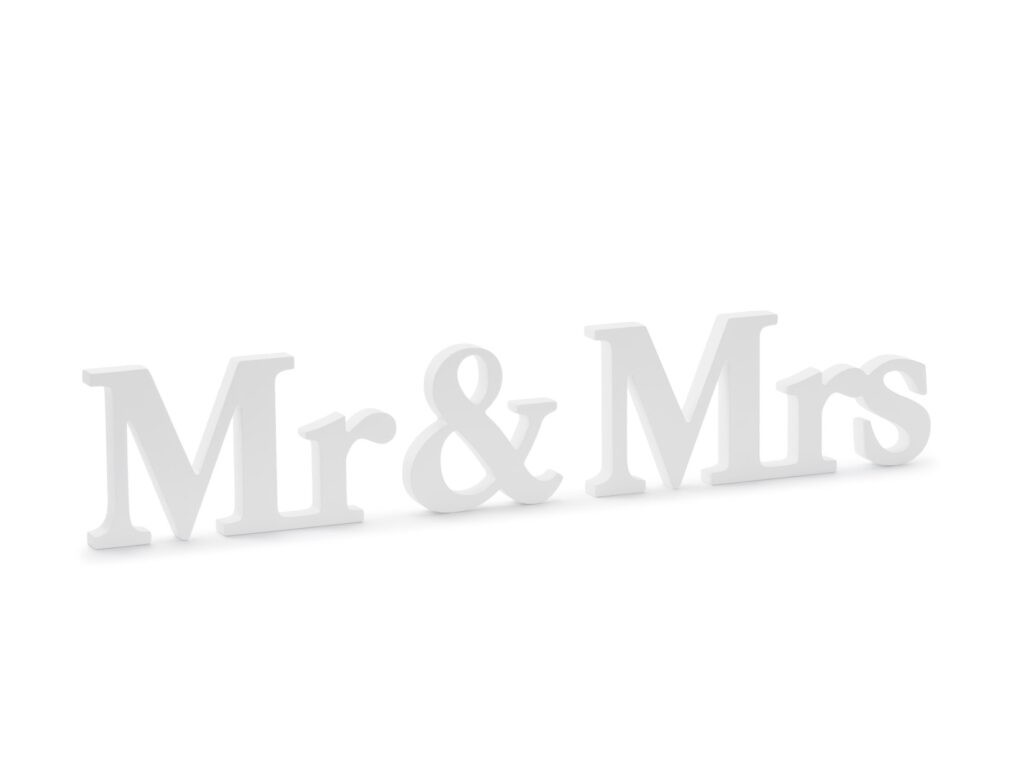 Ξύλινη Eπιγραφή Mr&Mrs Λευκή