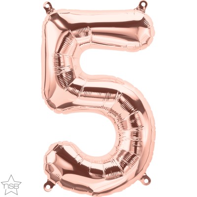 Μπαλόνι Foil Ροζ Χρυσό Αριθμός Πέντε 34εκ