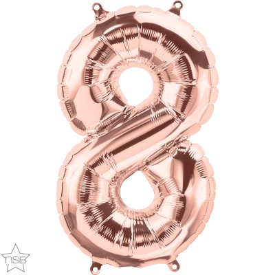 Μπαλόνι Foil Ροζ Χρυσό Αριθμός Οκτώ 34εκ