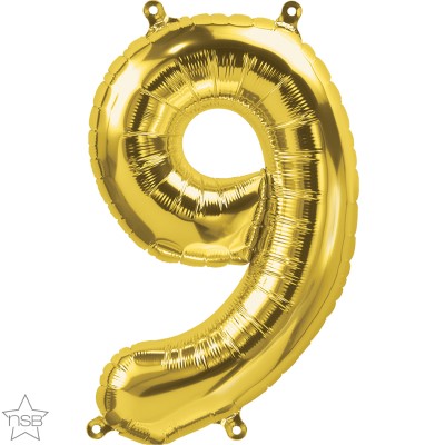 Μπαλόνι Foil Χρυσό Αριθμός Εννιά 34εκ