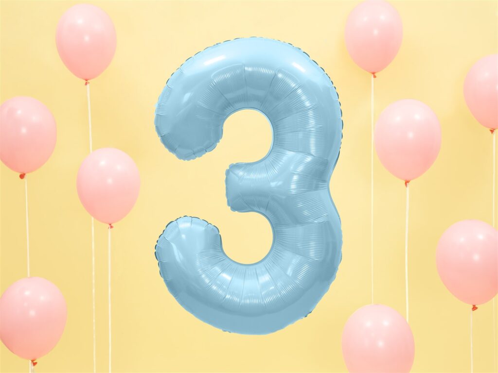 Μπαλόνι Foil Γαλάζιο Αριθμός Τρία 86εκ