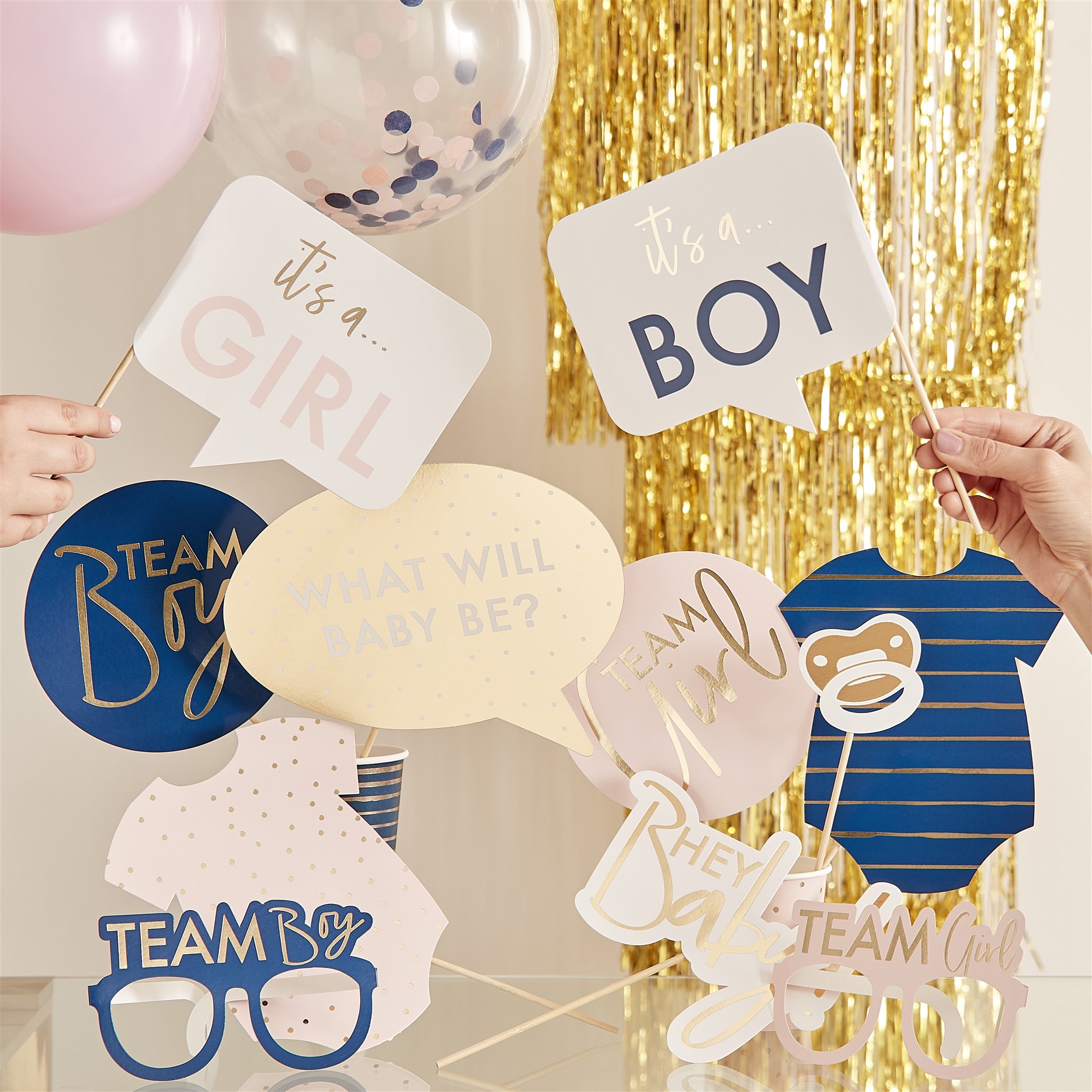 Photo Booth Props Gender Reveal Pink or Blue – 10 Τεμάχια