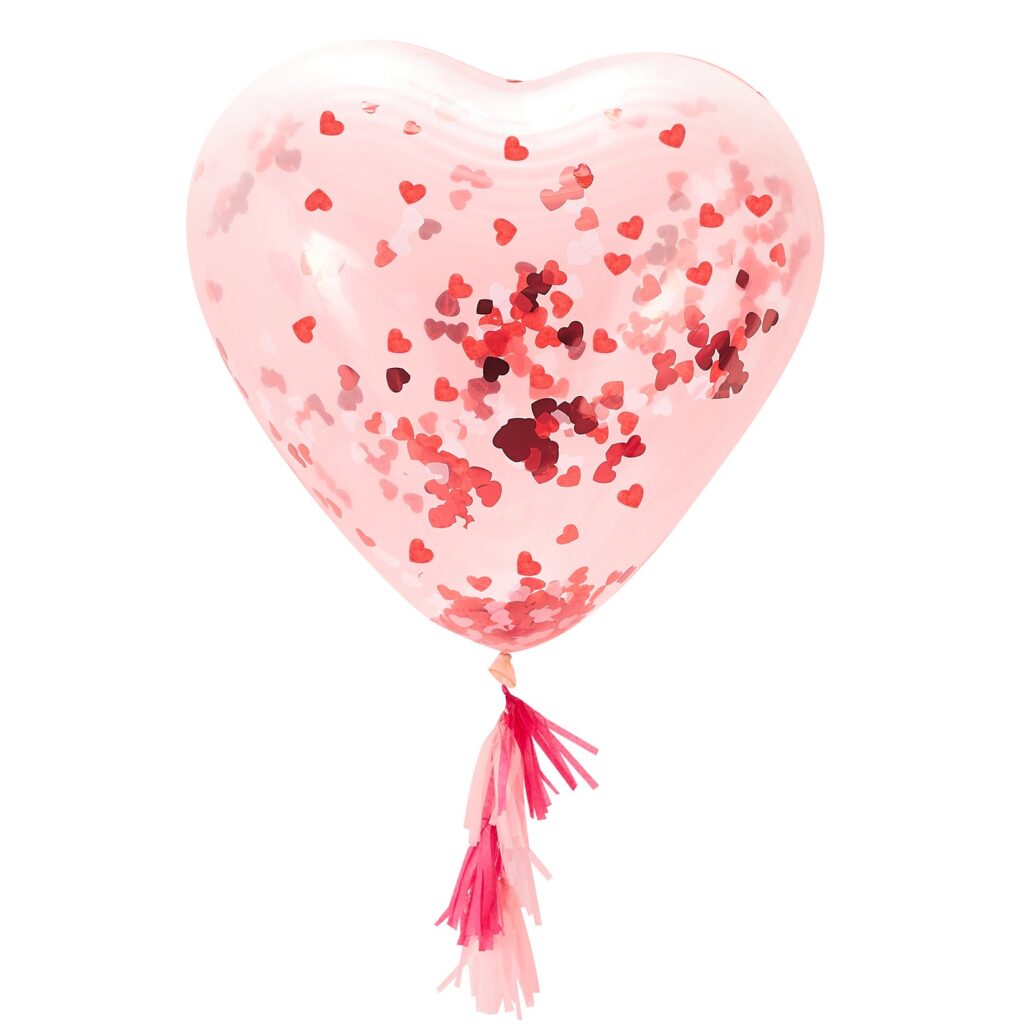 Μπαλόνι Latex Καρδιά Γίγας με Κονφετί Καρδούλες 91εκ