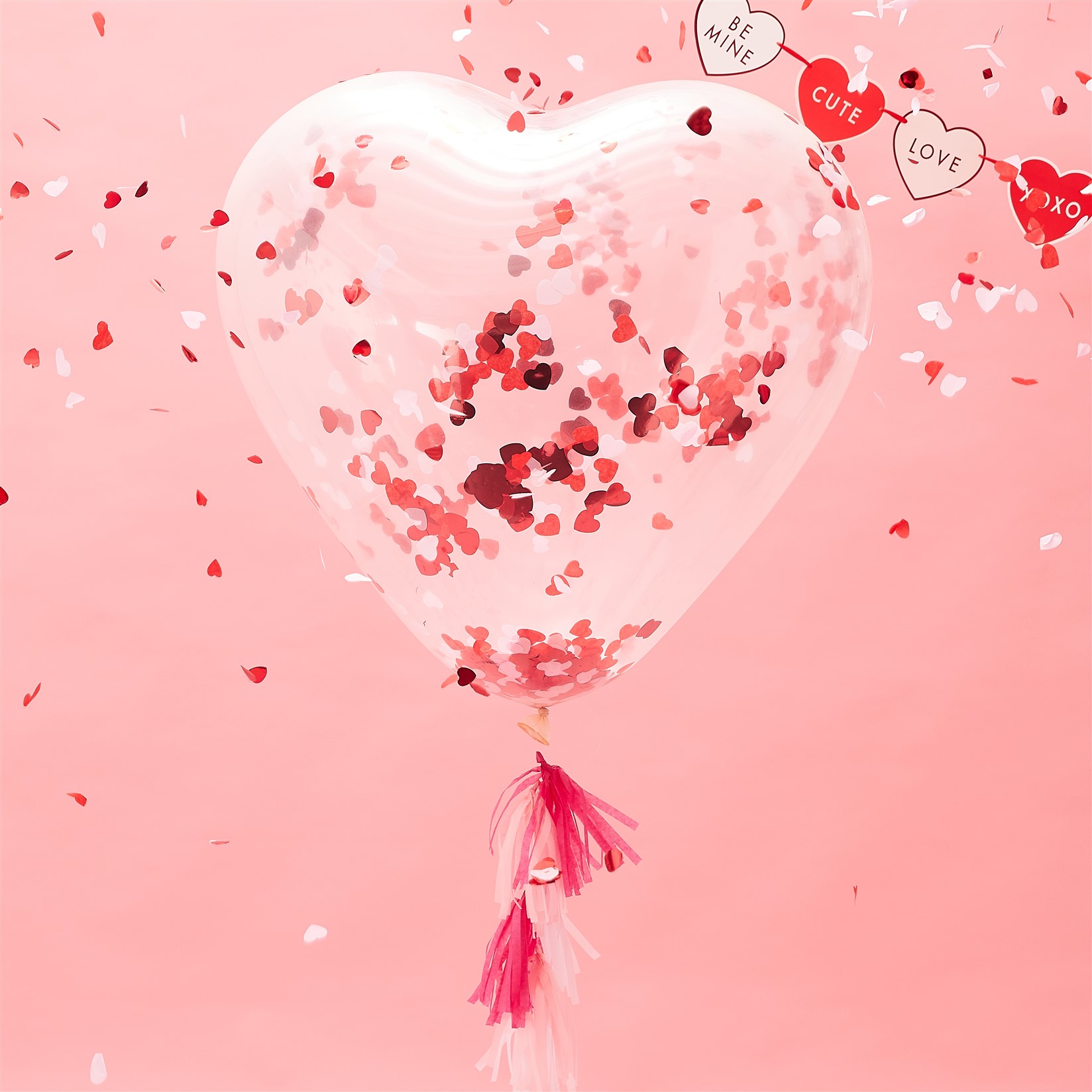 Μπαλόνι Latex Καρδιά Γίγας με Κονφετί Καρδούλες 91εκ