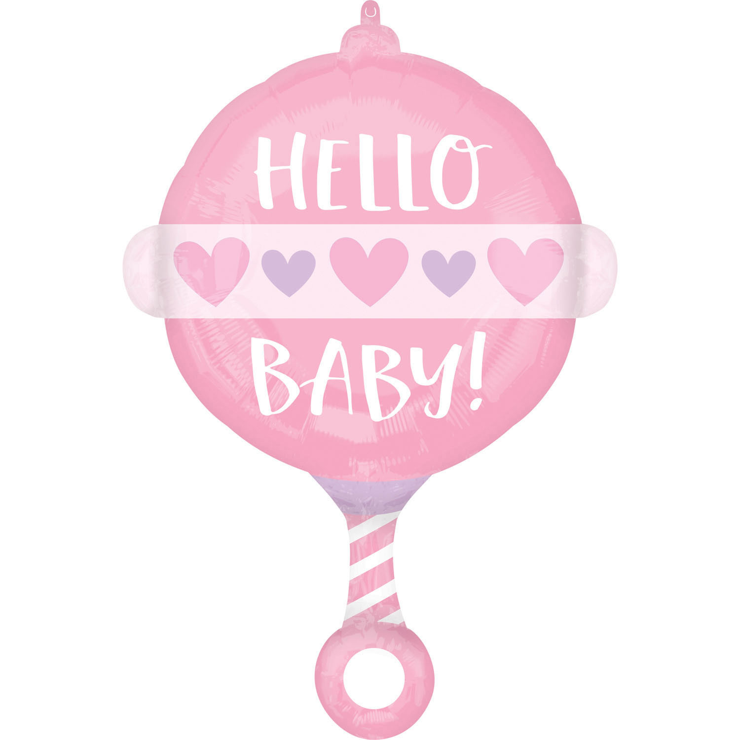 Μπαλόνι Foil Κουδουνίστρα Hello Baby Ροζ 43×60εκ
