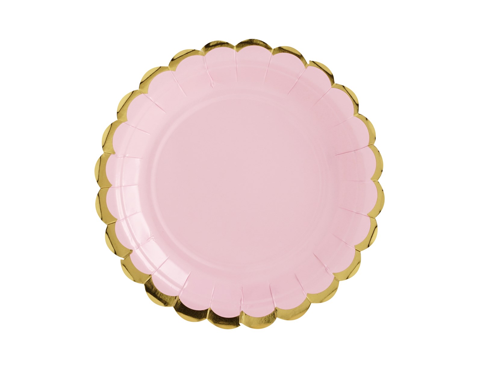 Χάρτινα Πιάτα Ροζ με Χρυσό 18εκ – 6 Τεμάχια