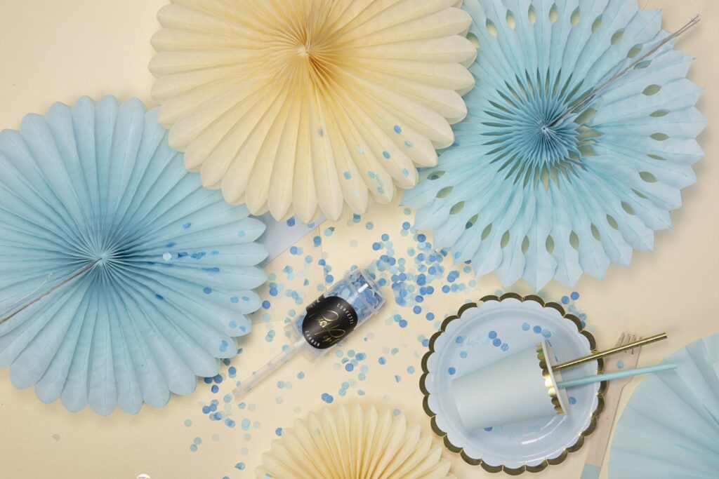 Χάρτινες Βεντάλιες Tissue Fan Γαλάζιες – 3 Τεμάχια