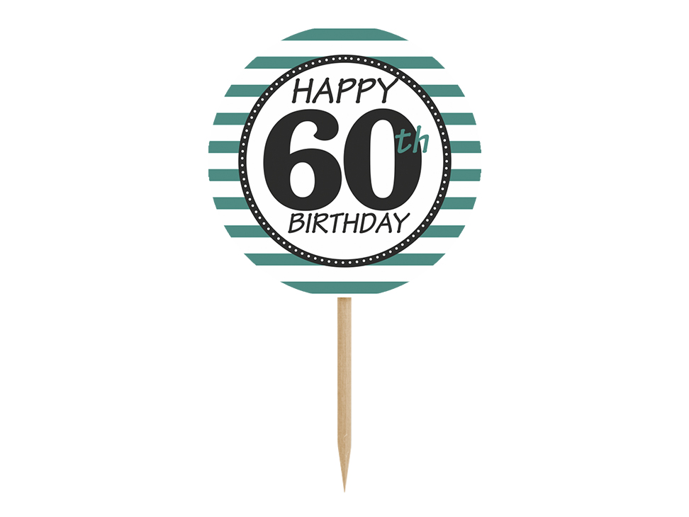 Χάρτινα Διακοσμητικά Στικ Happy 60th Birthday – 6 Τεμάχια