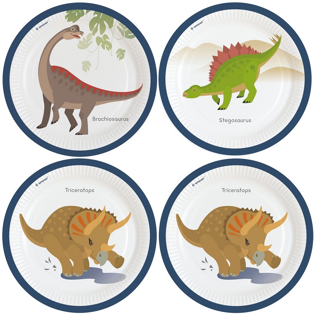 Χάρτινα Πιάτα Δεινοσαυράκια 23εκ – 8 Τεμάχια