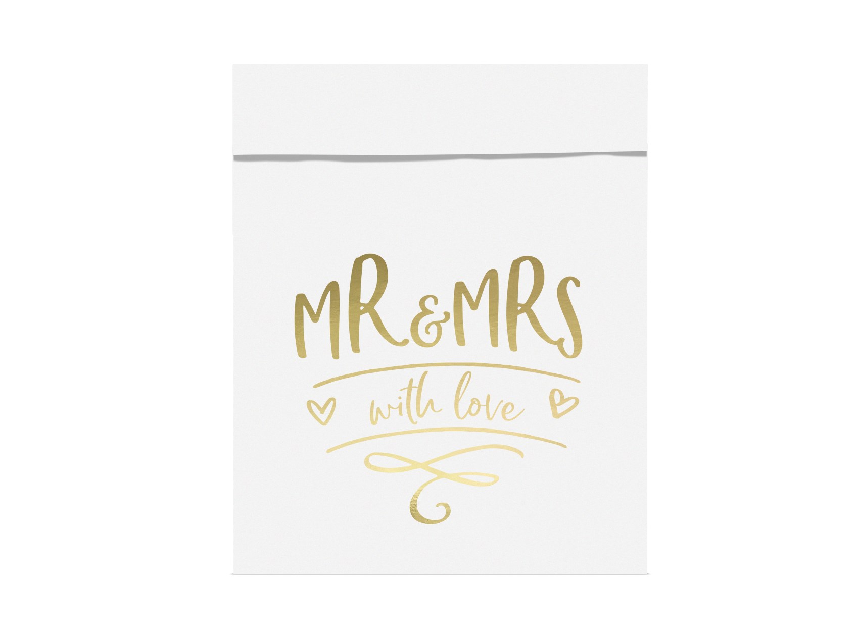 Χάρτινα Σακουλάκια Κερασμάτων Λευκά Mr & Mrs With Love – 6 Τεμάχια