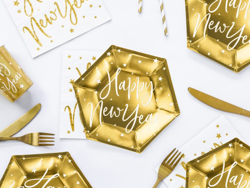 Χάρτινα Πιάτα Happy New Year 20εκ – 6 Τεμάχια