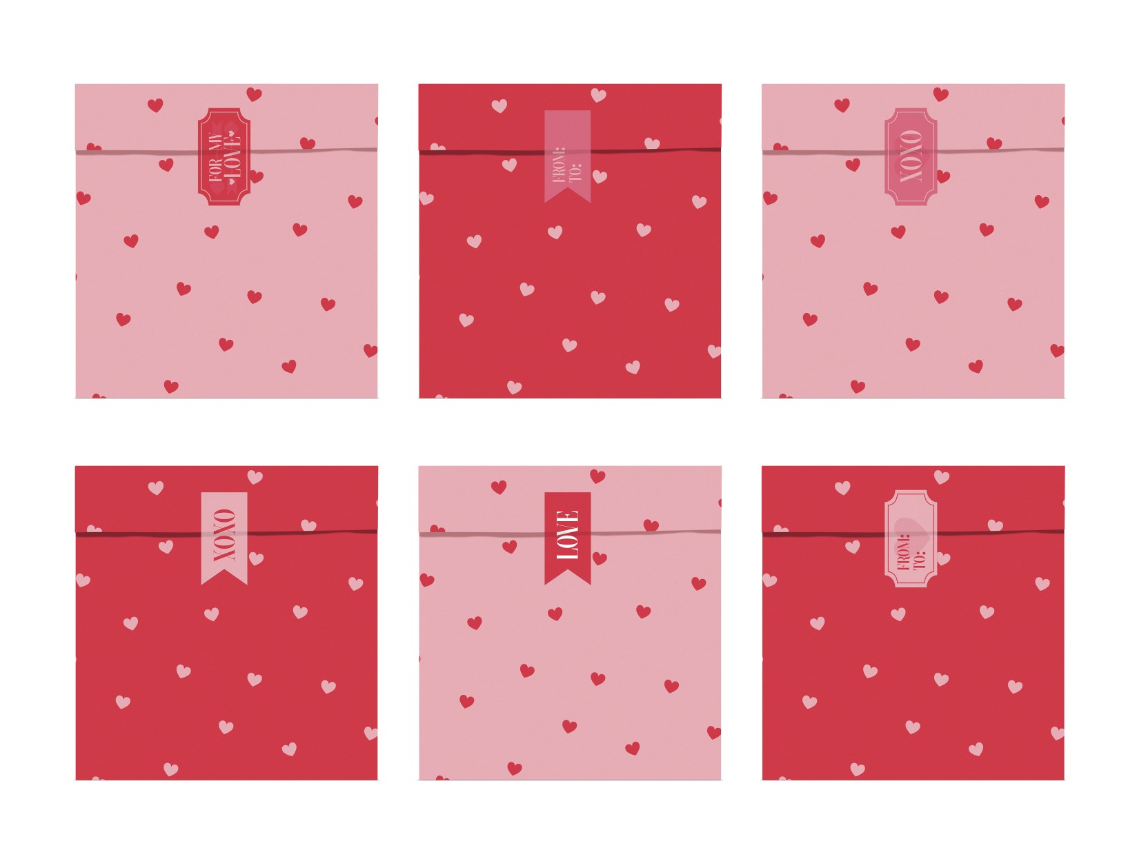 Χάρτινα Σακουλάκια Κερασμάτων Ροζ Love – 6 Τεμάχια
