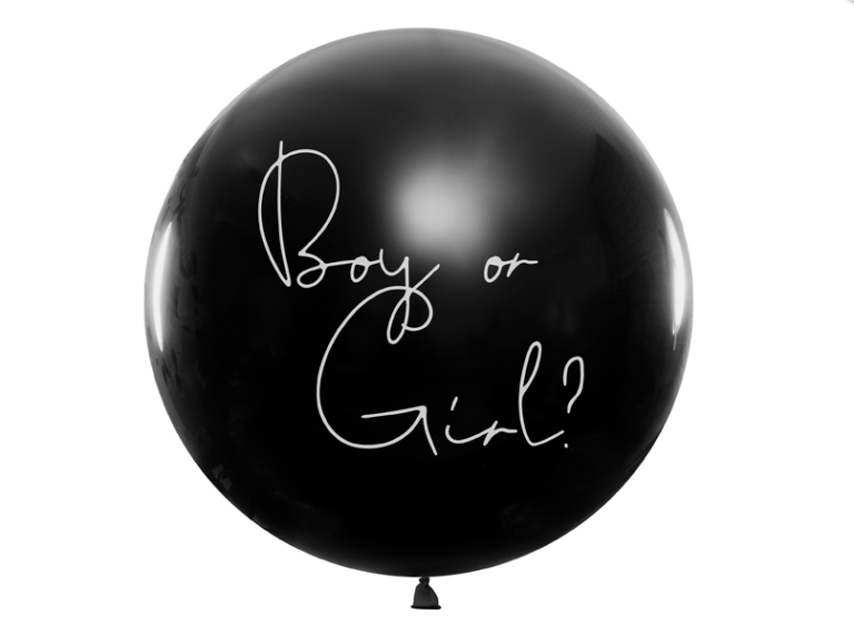 Μπαλόνι Latex Μαύρο Boy or Girl? – Ροζ Κονφετί