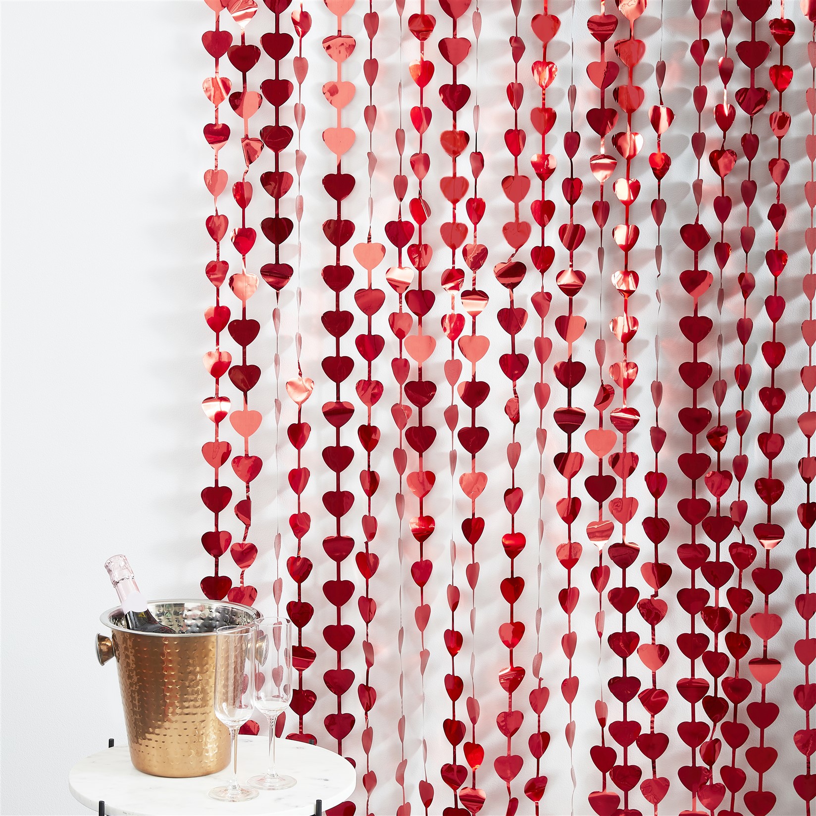 Διακοσμητική Κουρτίνα Κόκκινες Καρδιές 100×220εκ.