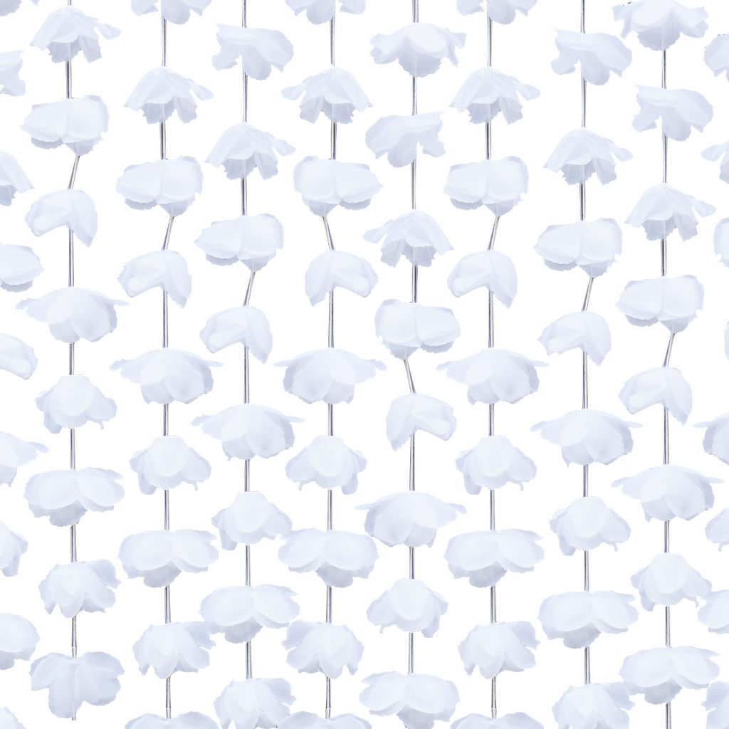 Διακοσμητική Κουρτίνα με Λευκά Λουλούδια 200×180εκ