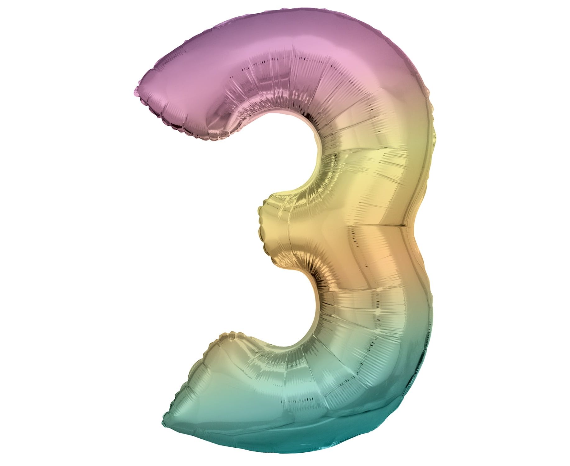 Μπαλόνι Foil Pastel Rainbow Αριθμός Τρία 86εκ
