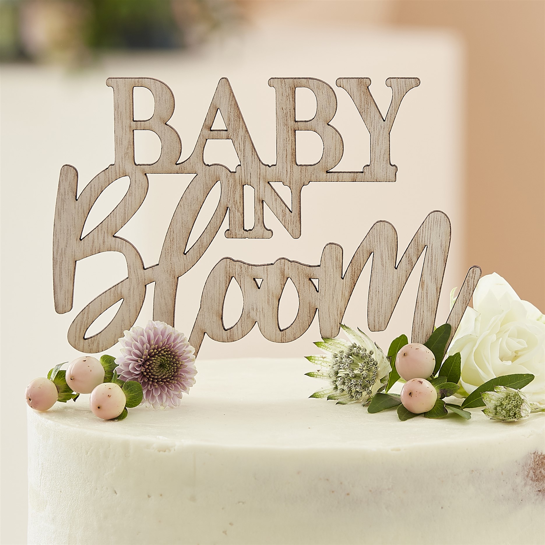 Ξύλινο Διακοσμητικό Τούρτας Baby In Bloom