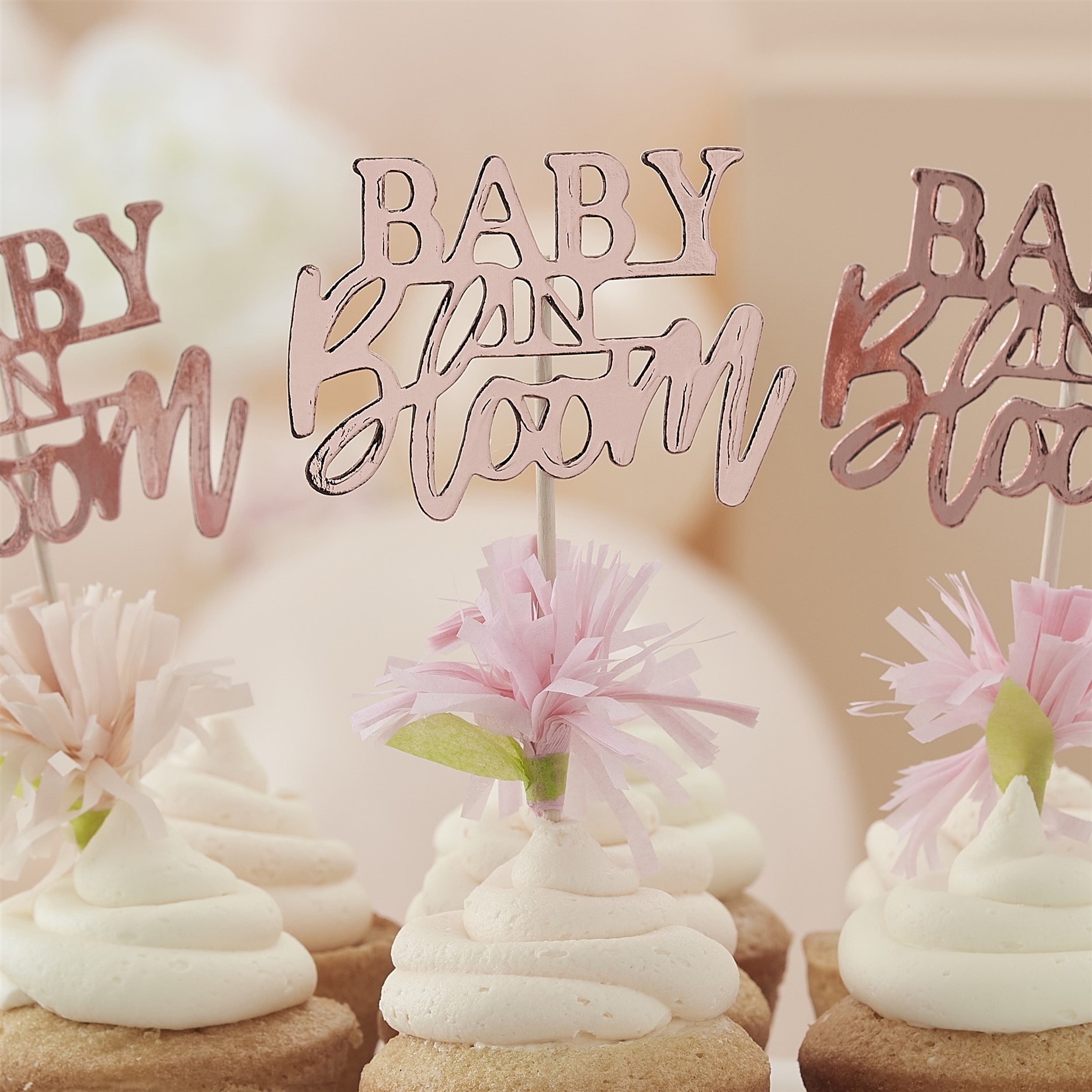 Χάρτινα Διακοσμητικά Στικ Baby In Bloom Με Λουλουδάκια– 12 Τεμάχια