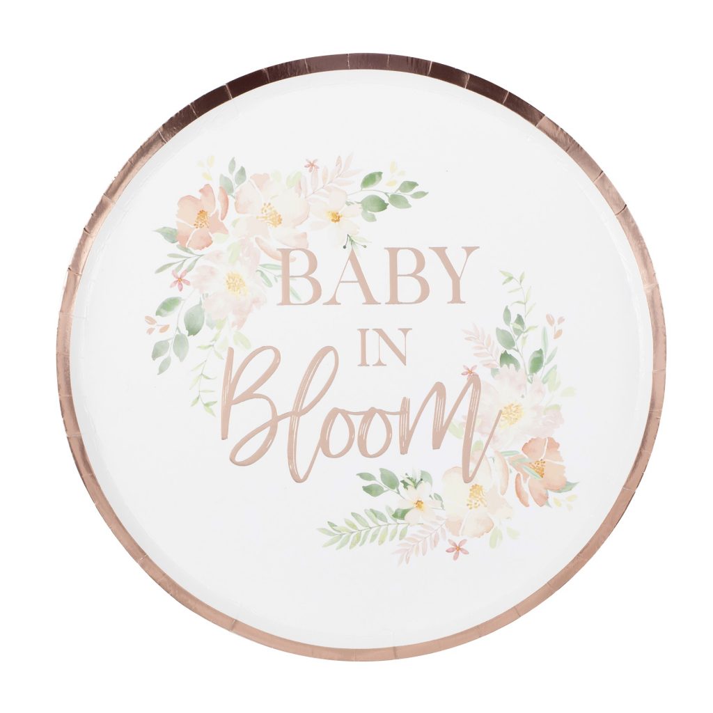 Χάρτινα Πιάτα Baby In Bloom 24,5εκ – 8 Τεμάχια