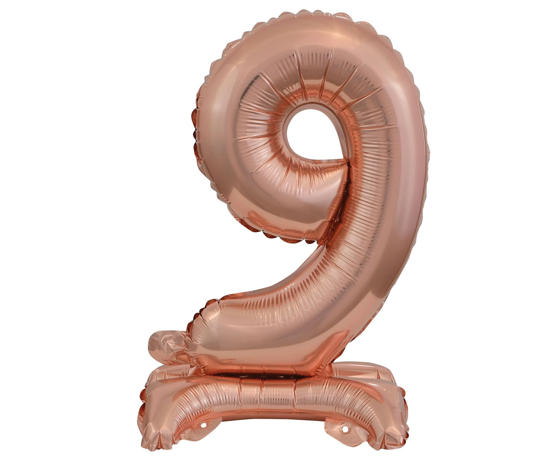 Μπαλόνι Foil Μίνι με Βάση Αριθμός Εννέα Ροζ Χρυσό 38 εκ