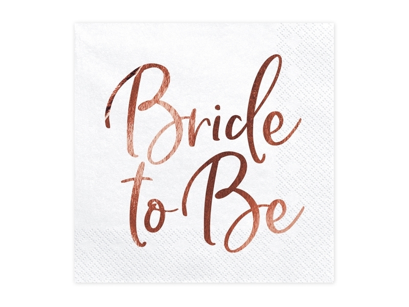 Χαρτοπετσέτες Bride To Be Λευκές με Rose Gold – 20 Τεμάχια
