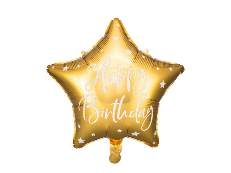Μπαλόνι Foil Αστέρι Happy Birthday Χρυσό 40εκ