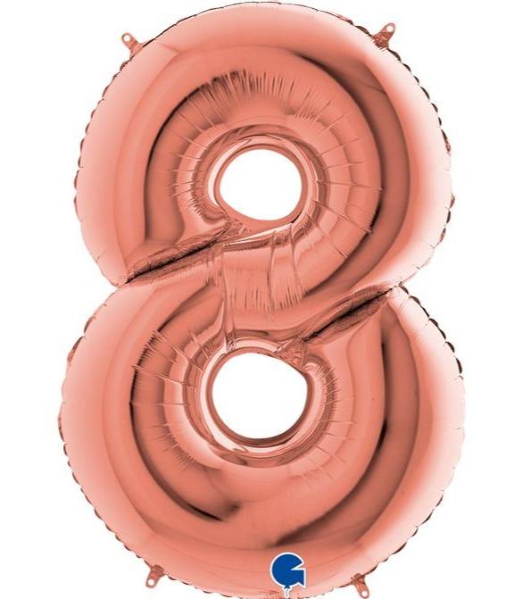 Μπαλόνι Foil Ροζ Χρυσό Αριθμός Οκτώ 66εκ