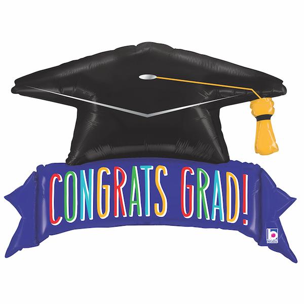 Μπαλόνι Foil Καπέλο Αποφοίτησης Congrats Grad 114εκ