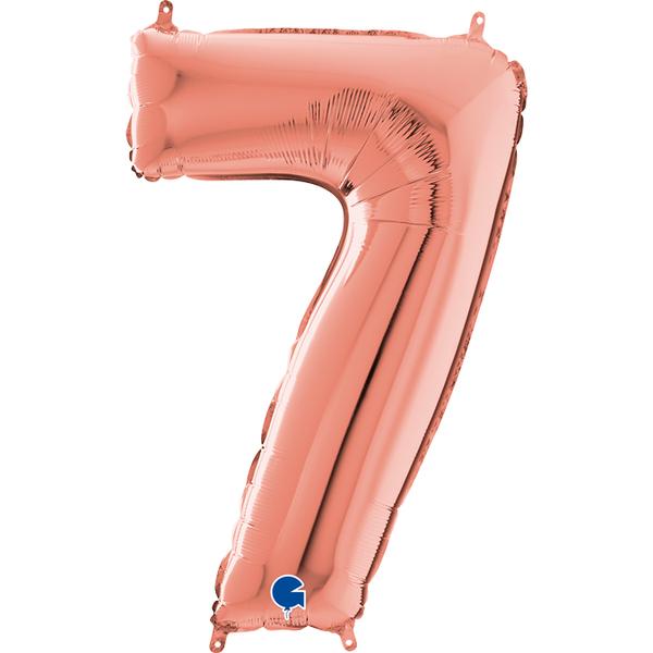 Μπαλόνι Foil Ροζ Χρυσό Αριθμός Επτά 102εκ