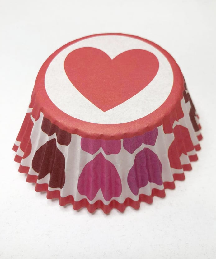 Χάρτινες Θήκες Cupcakes με Καρδούλες – 24 Τεμάχια