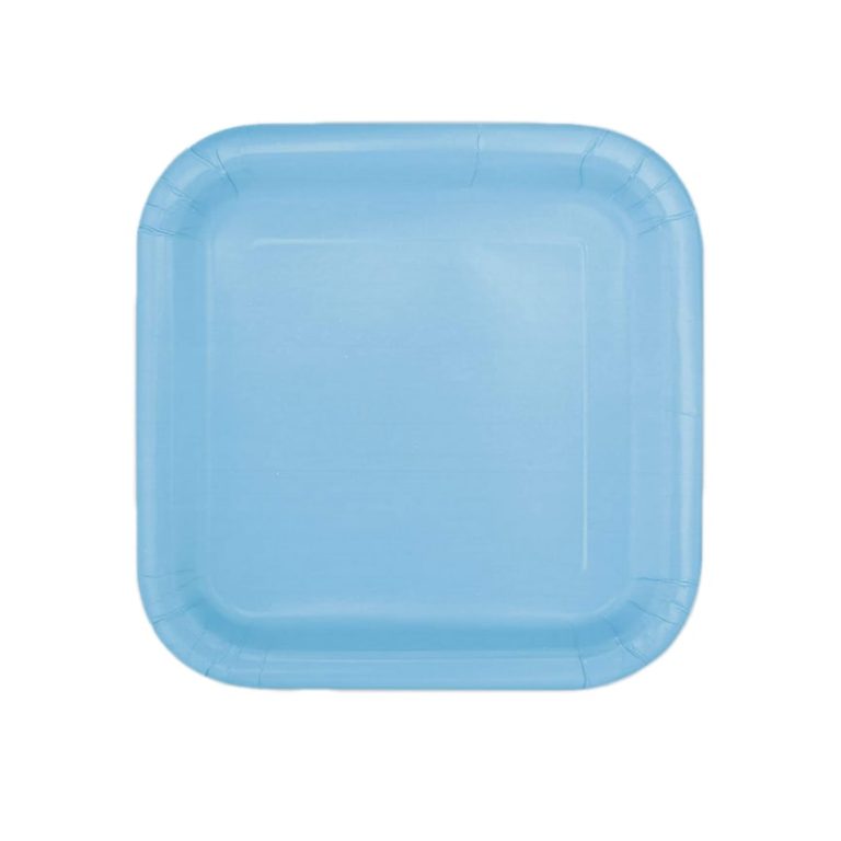 Χάρτινα Πιάτα Γαλάζια Τετράγωνα 17,4εκ – 16 Τεμάχια