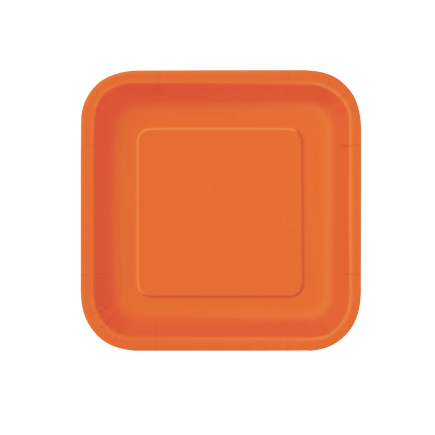 Χάρτινα Πιάτα Πορτοκαλί Τετράγωνα 17,4εκ – 16 Τεμάχια