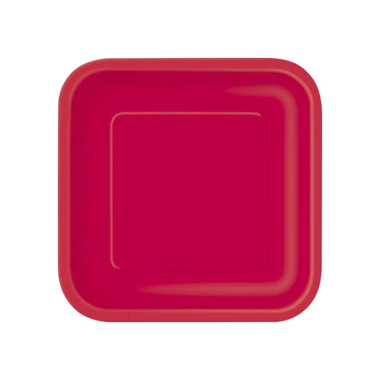 Χάρτινα Πιάτα Κόκκινα Τετράγωνα 17,4εκ – 16 Τεμάχια