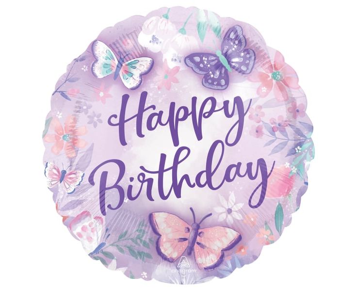 Μπαλόνι Foil Happy Birthday Πεταλούδες 43εκ