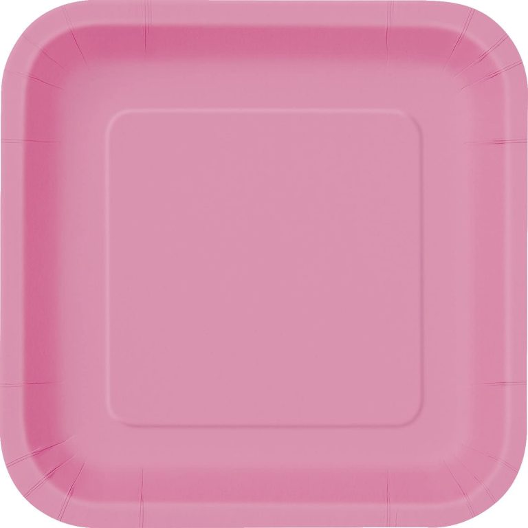 Χάρτινα Πιάτα Ροζ Τετράγωνα 22,8εκ – 14 Τεμάχια