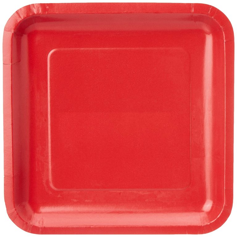 Χάρτινα Πιάτα Κόκκινα Τετράγωνα 22,8εκ – 14 Τεμάχια
