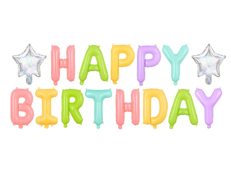Σετ Μπαλόνια Happy Birthday Πολύχρωμα με Αστεράκια