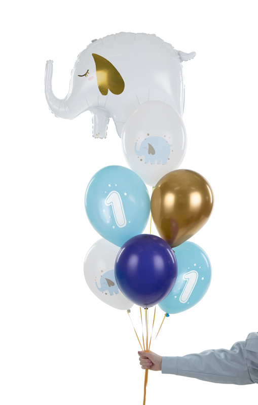 Σετ Μπαλόνια Latex Πρώτα Γενέθλια Γαλάζιο με Ελεφαντάκι – 6 Τεμάχια