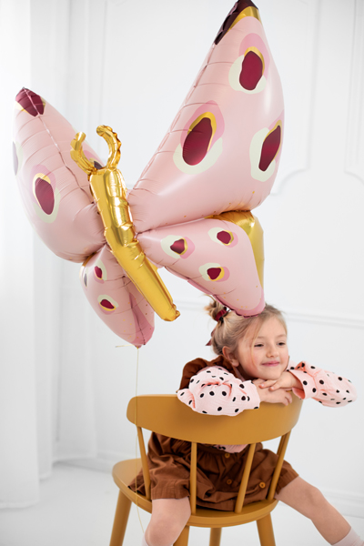 Μπαλόνι Foil Ροζ & Χρυσό Πεταλούδα 120×87εκ
