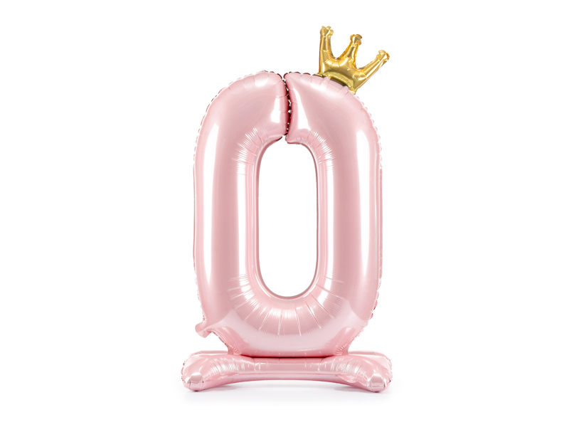 Μπαλόνι Foil με Βάση Αριθμός Μηδέν Ροζ με Κορώνα 84εκ