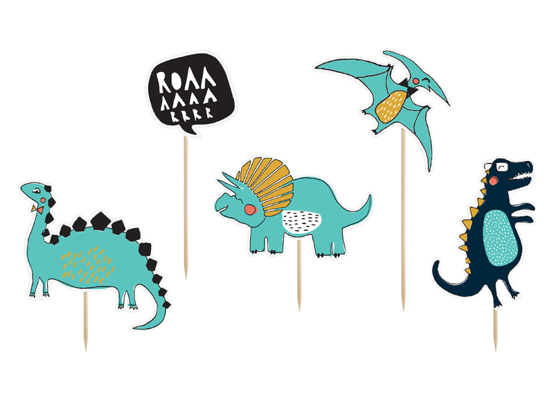 Χάρτινα Διακοσμητικά Στικ Δεινόσαυροι – 5 Τεμάχια
