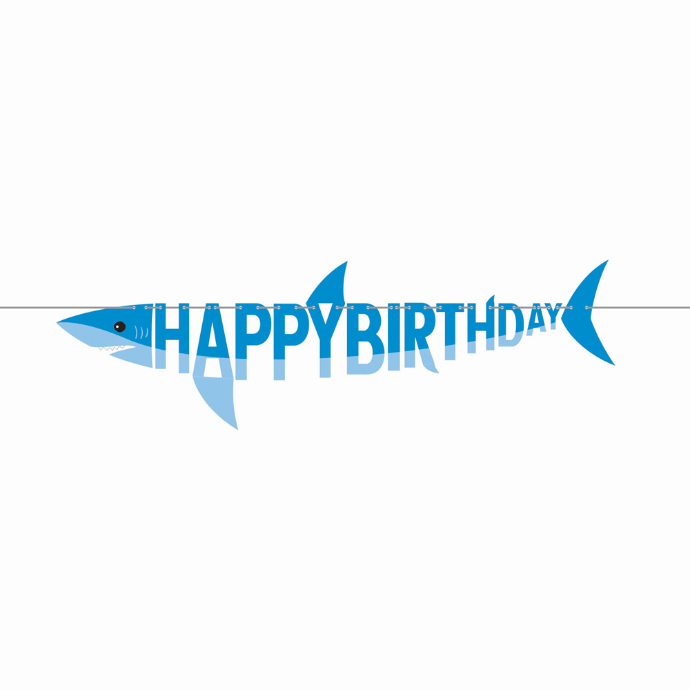 Χάρτινη Γιρλάντα Happy Birthday Καρχαρίας