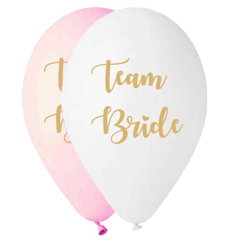 Λευκά & Ροζ Μπαλόνια Team Bride – 6 Τεμάχια