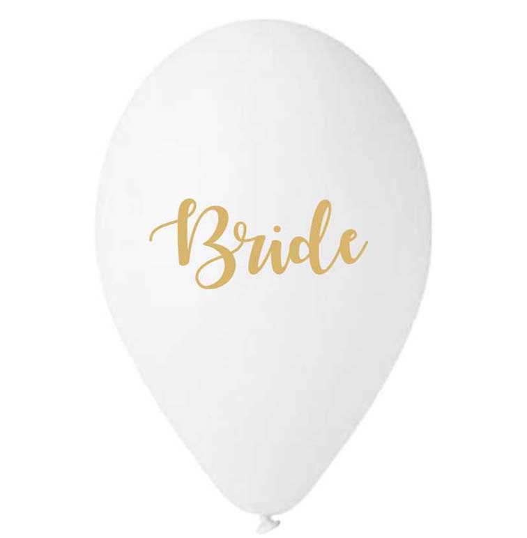 Λευκά Μπαλόνια Latex Bride Χρυσό – 5 Τεμάχια