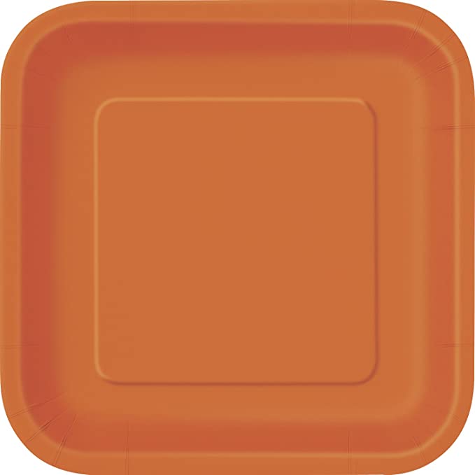 Χάρτινα Πιάτα Πορτοκαλί Τετράγωνα 22,8εκ – 14 Τεμάχια