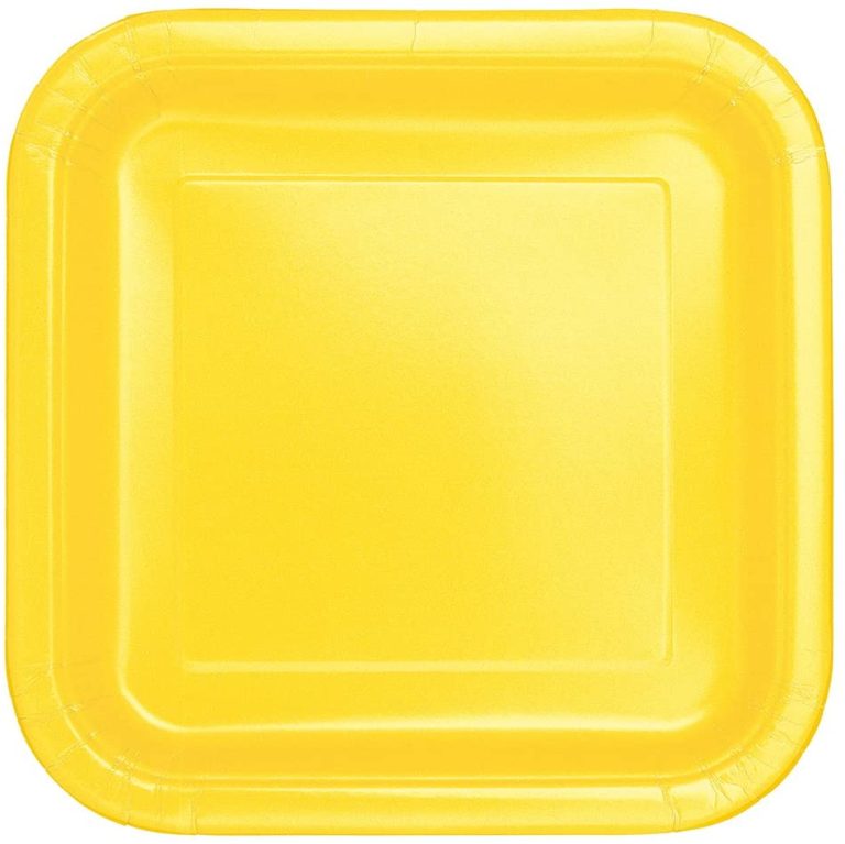 Χάρτινα Πιάτα Κίτρινα Τετράγωνα 22,8εκ – 14 Τεμάχια