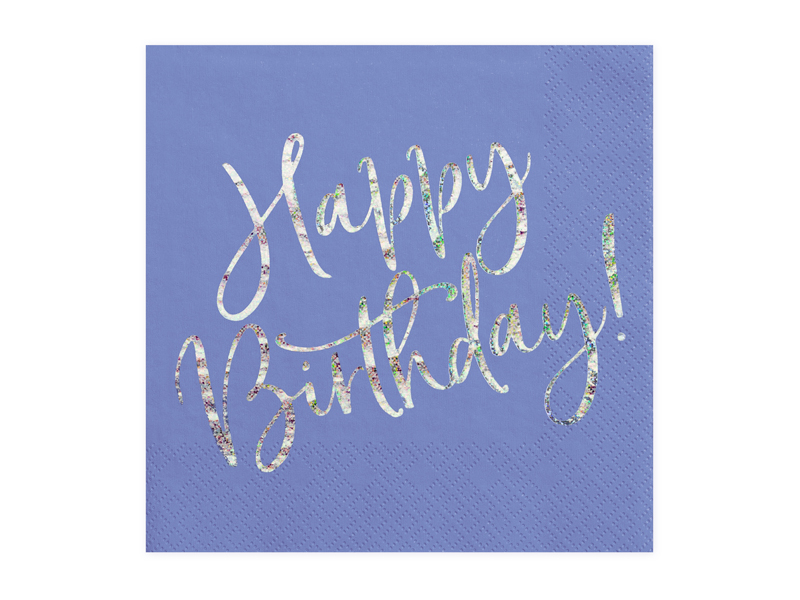 Μπλε Χαρτοπετσέτες Happy Birthday Ιριδίζον 33×33εκ – 20 Τεμάχια