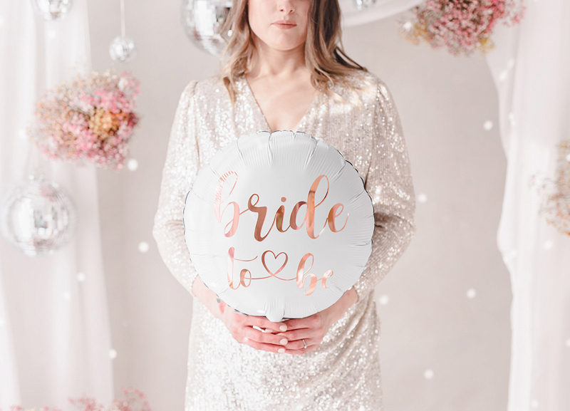 Λευκό Μπαλόνι Bride To Be με Ροζ Χρυσά Γράμματα 35εκ