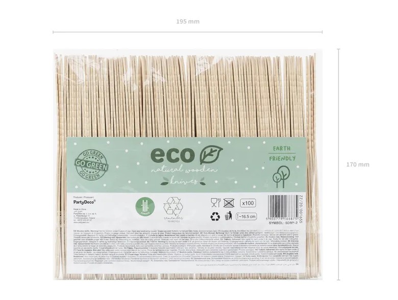 Eco-Friendly Ξύλινα Μαχαίρια – 100 Τεμάχια