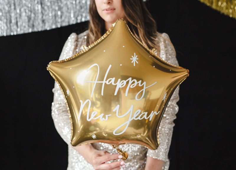 Μπαλόνι Foil Χρυσό Αστέρι Happy New Year 38 x 44εκ